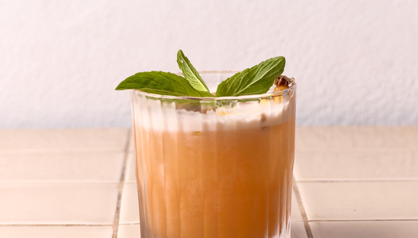 House cocktail with fresh mint