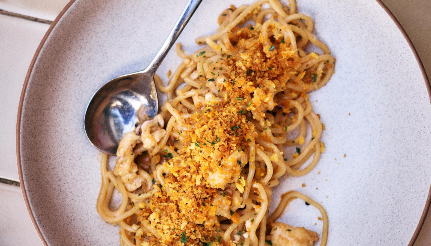 Handmade pasta with pangrattato
